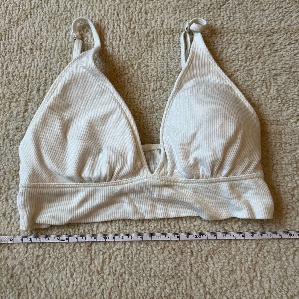 Women's Cream Ribbed Bralette - Picture 4 of 4